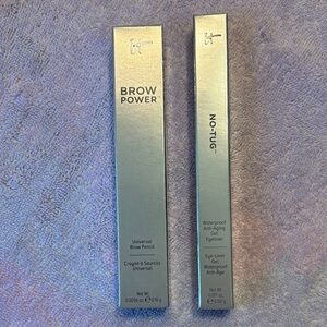 IT Cosmetics Brow Power in Universal Taupe and No-Tug Eyeliner in Navy